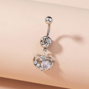 Stainless Steel Heart Navel Ring